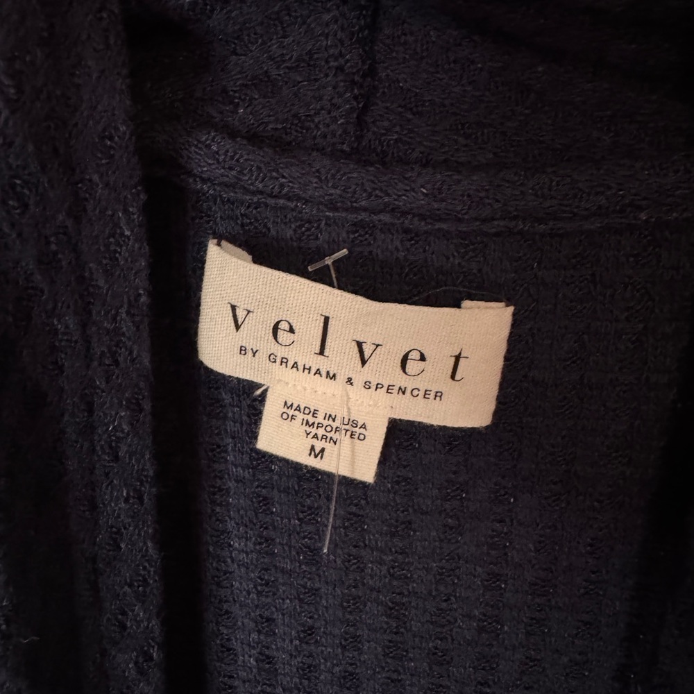 ⭐️NWT Velvet Navy Blue Thermal Waffle Long Sleeve Cardigan Size Medium women’s - Picture 10 of 10